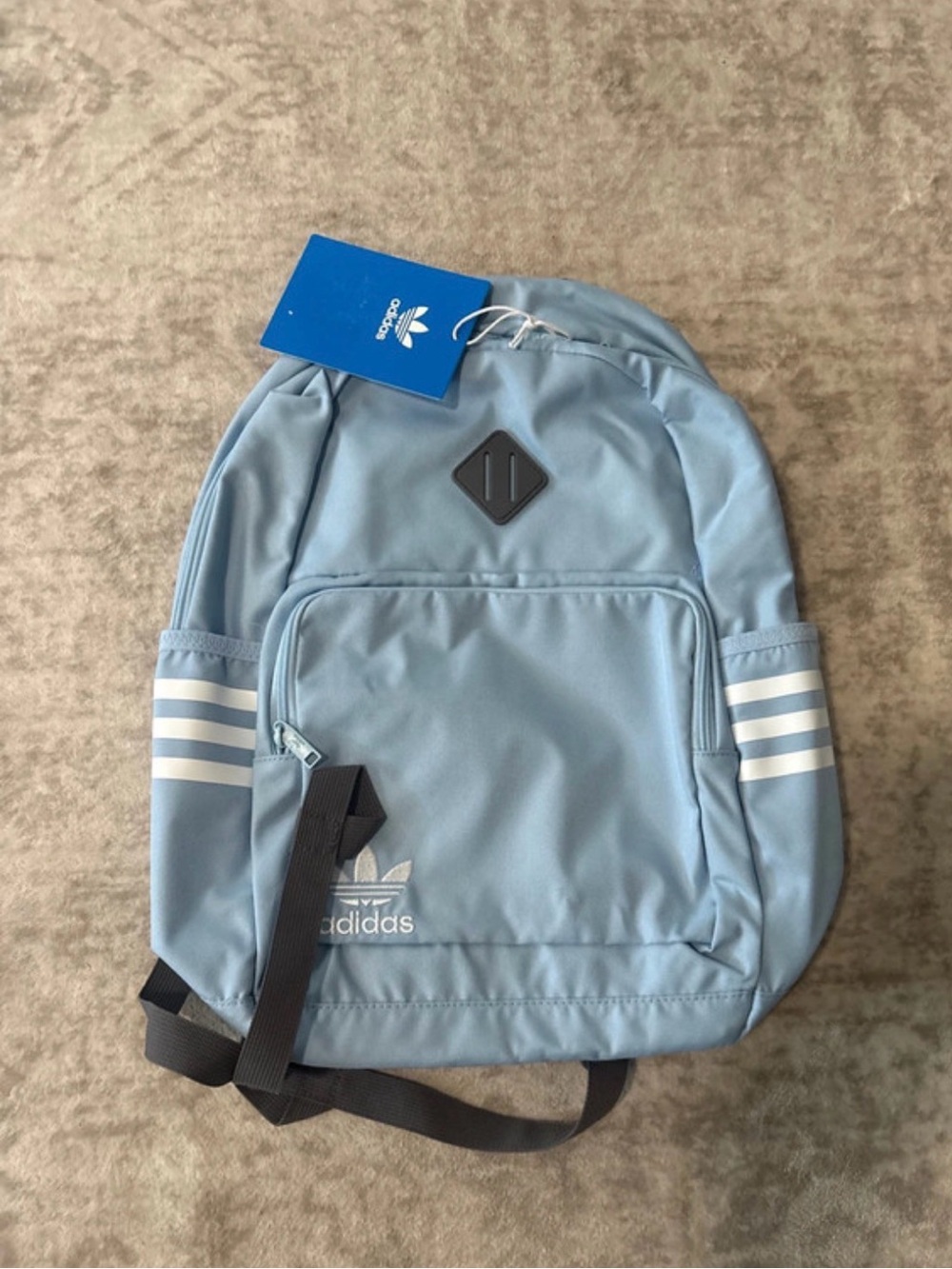 adidas Pale Blue Everyday Backpack with Stripe Accents